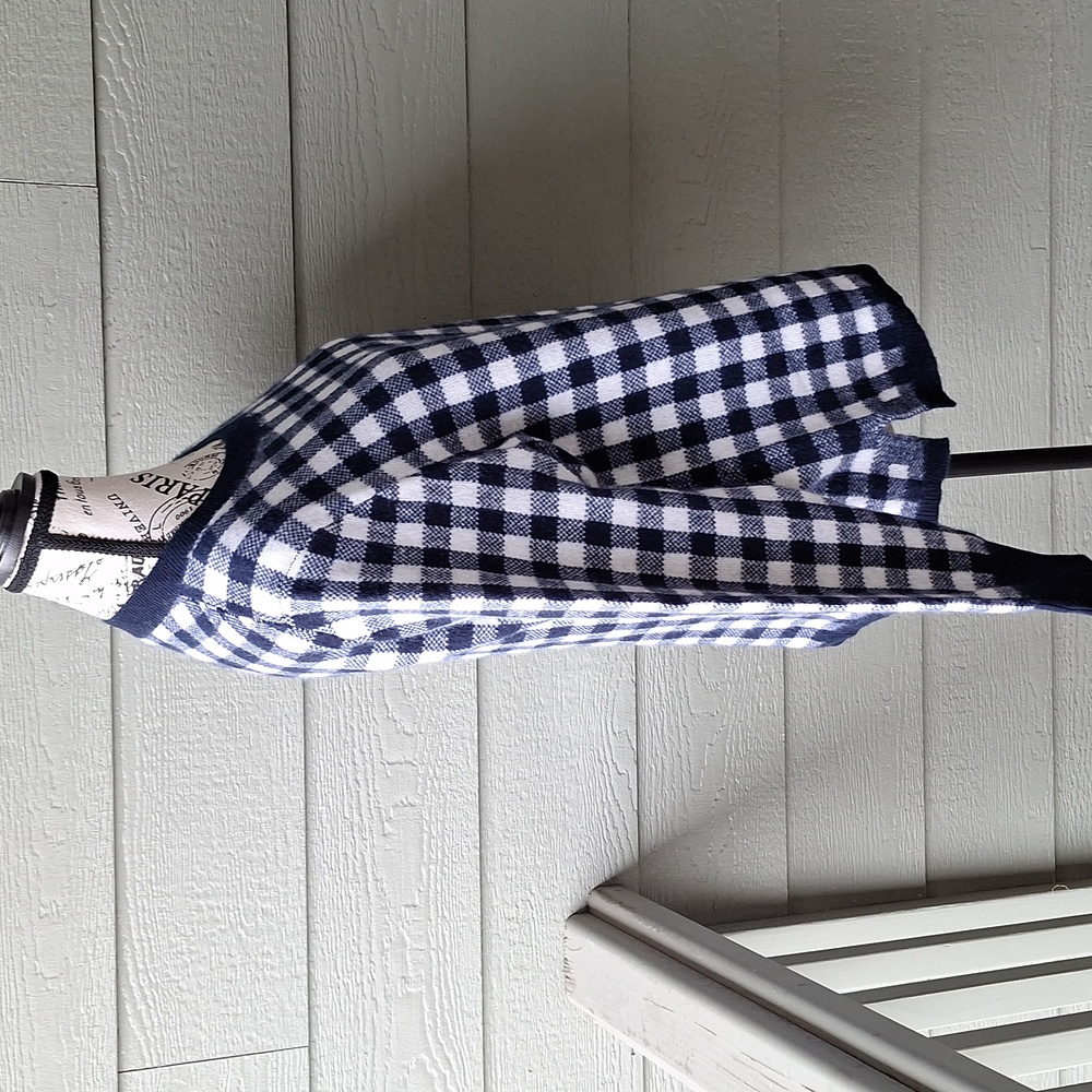J. Crew Gingham Cashmere Sweater ASO Wednesday Adams Blue & White Size Large - Picture 5 of 11